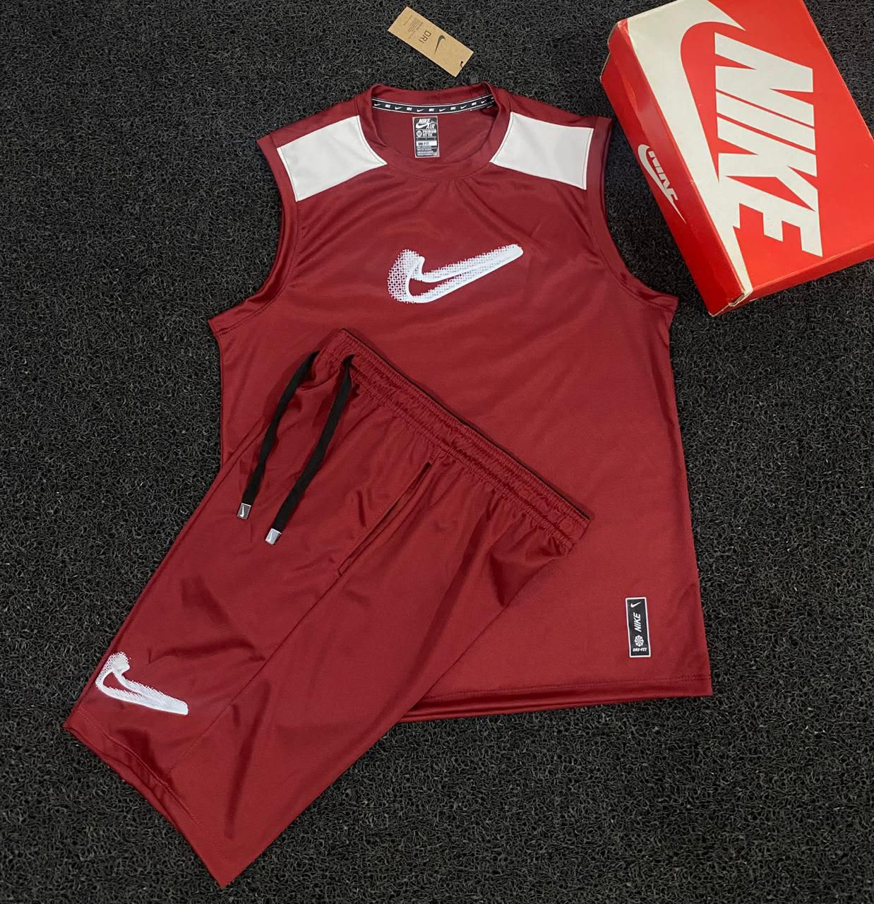 Conjunto Nike Dry-Fit Vinho (Regata + Short) — Praxedes Griffes