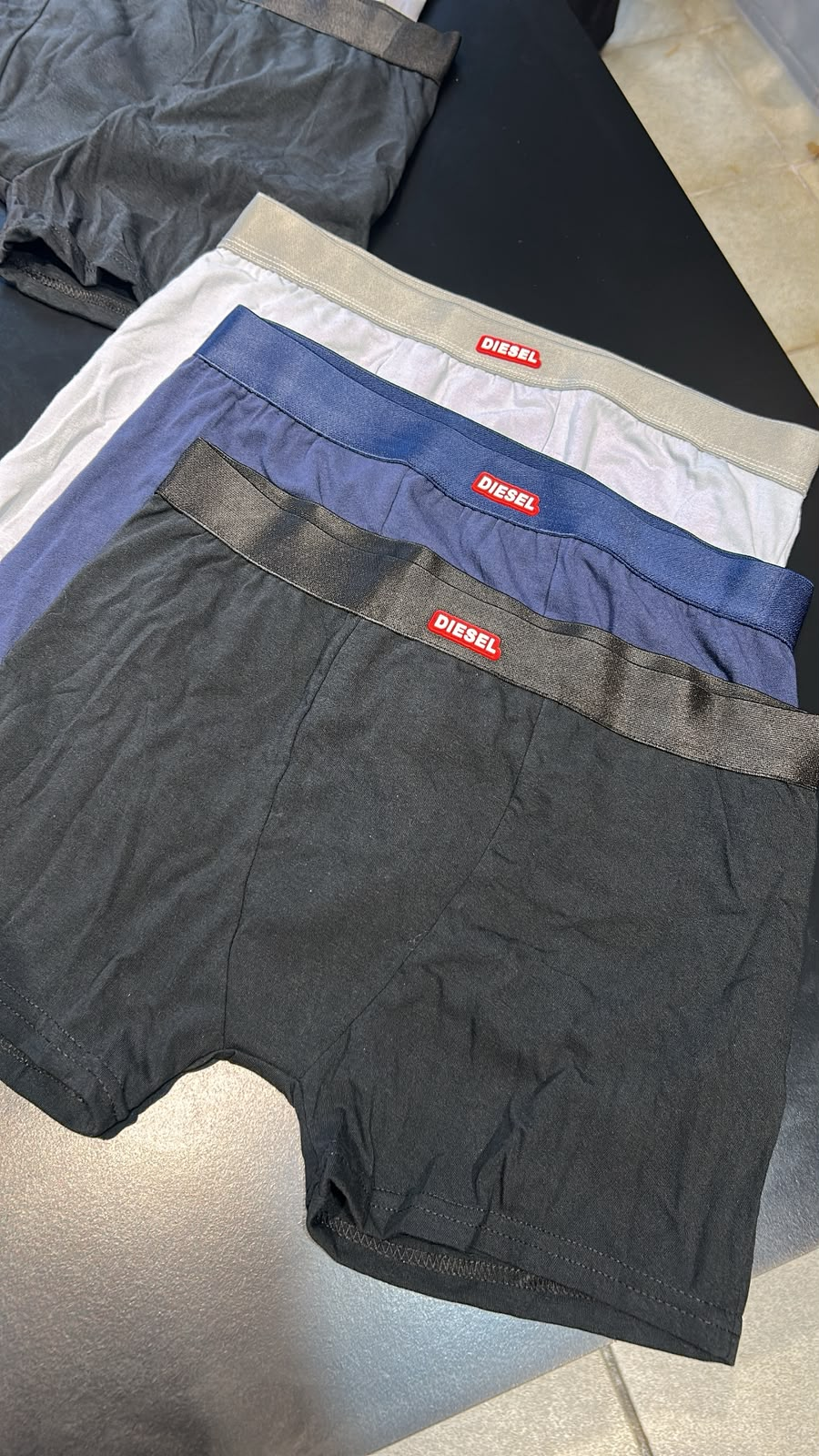 Kit 3 Cuecas Diesel (branca, azul e preta) — kits masculino na Praxedes Griffes