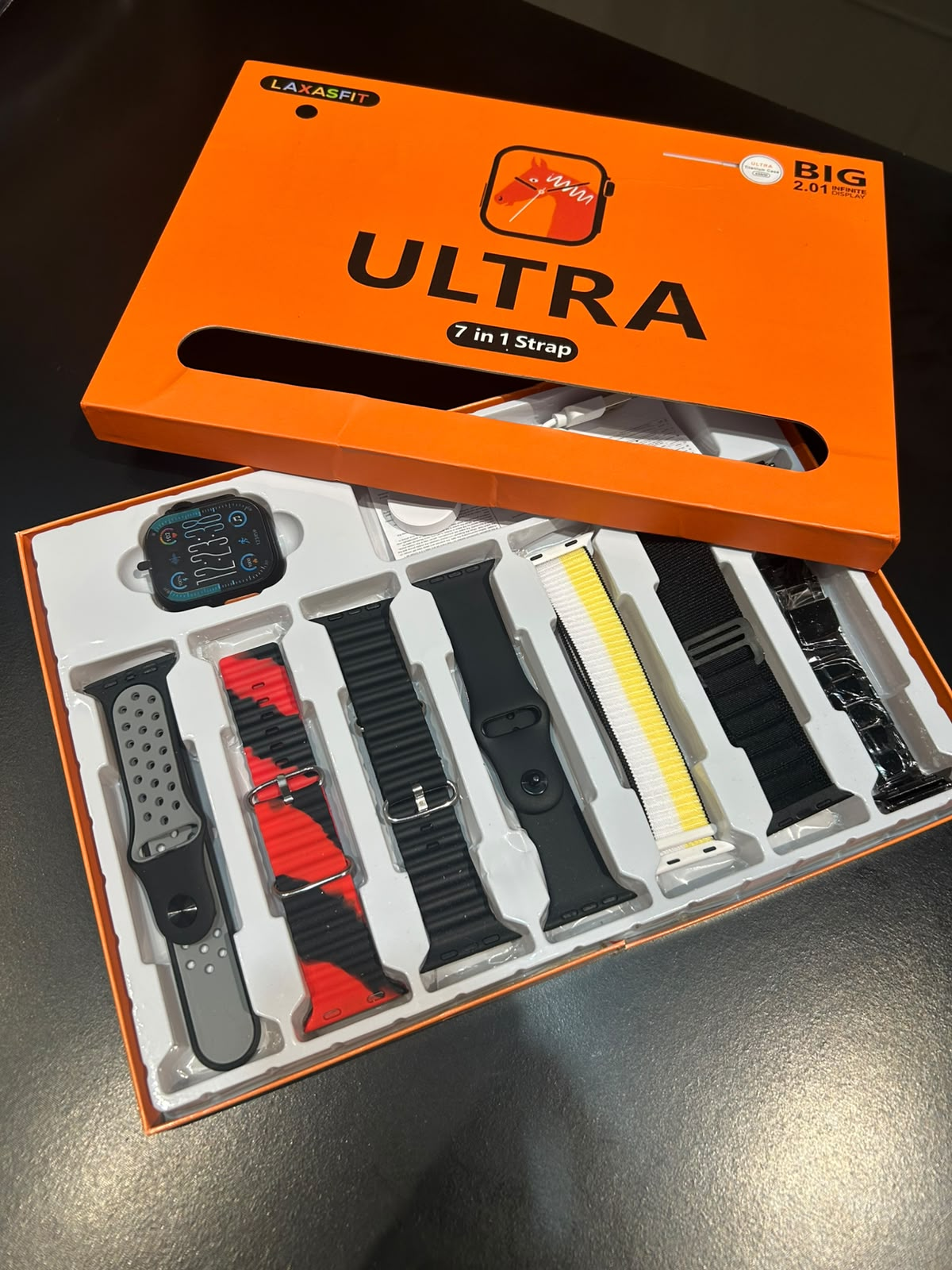Smartwatch Ultra 7 em 1 (kit com 7 pulseiras + display 2.01") — Praxedes Griffes